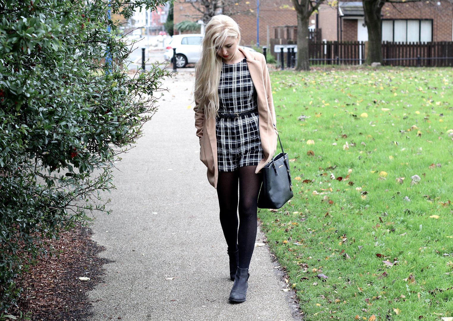 Misguided Must-Haves, Misguided Vanessa Coat, Missguided Carly Crepe Checked Playsuit, Missguided OOTN, Outfit, Style, Fashion