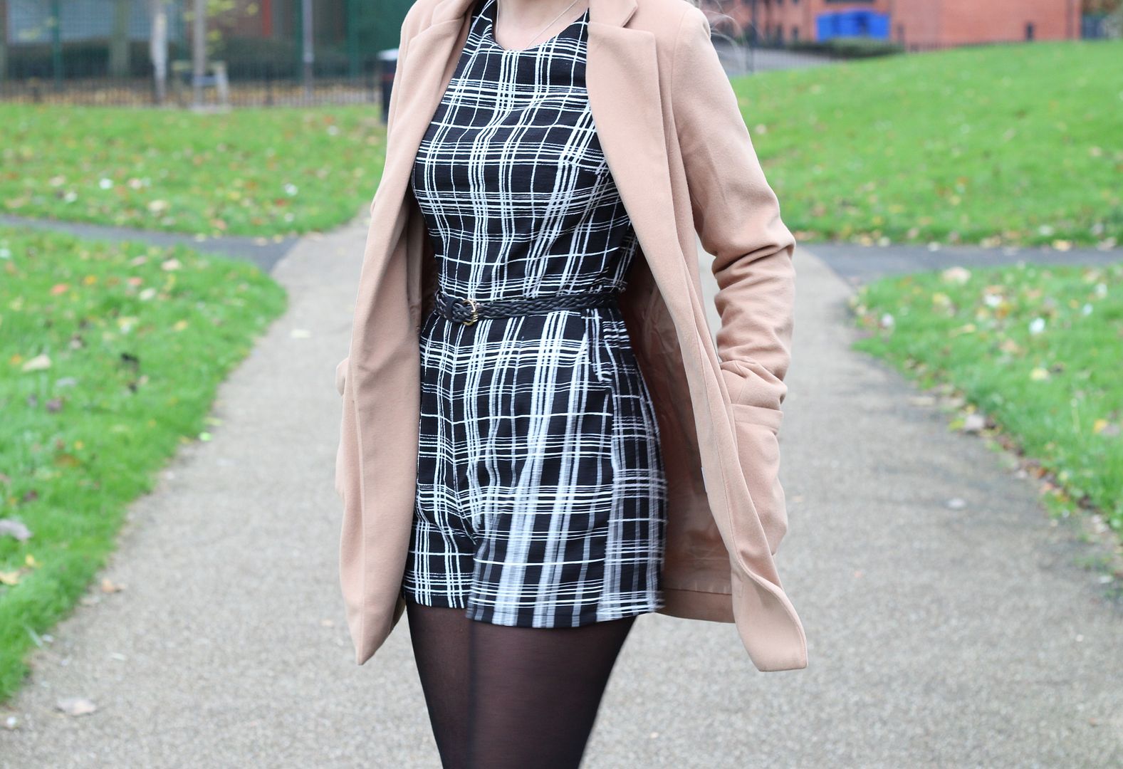 Misguided Must-Haves, Misguided Vanessa Coat, Missguided Carly Crepe Checked Playsuit, Missguided OOTN, Outfit, Style, Fashion