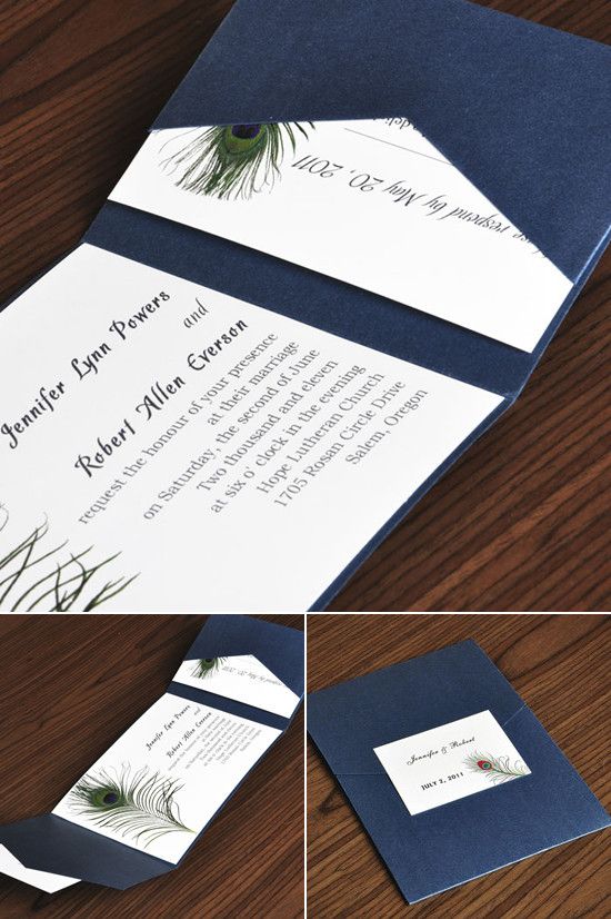 cheap peacock pocket wedding invitations